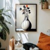 Burning Quiet - Minimalist abstract Vase Painting Sculptural Floral Still Life Wall Art