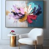 Burst of Bloom-abstract Colorful Flower Painting with Impasto Texture, Modern Wall Art Decor for Living Room
