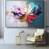 Burst of Bloom-abstract Colorful Flower Painting with Impasto Texture, Modern Wall Art Decor for Living Room