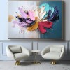 Burst of Bloom-abstract Colorful Flower Painting with Impasto Texture, Modern Wall Art Decor for Living Room