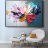 Burst of Bloom-abstract Colorful Flower Painting with Impasto Texture, Modern Wall Art Decor for Living Room