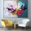Burst of Bloom-abstract Colorful Flower Painting with Impasto Texture, Modern Wall Art Decor for Living Room
