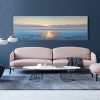 Calming Horizon-Coastal Sunrise Textured Oil Painting for Modern Decor