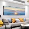 Calming Horizon-Coastal Sunrise Textured Oil Painting for Modern Decor