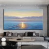 Calming Horizon-Coastal Sunrise Textured Oil Painting for Modern Decor