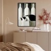 Camoufeline - Minimalist Sleeping Cat Between Bottles abstract Geometric Animal Art