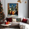 Christmas Companions – Cozy Animal Friends Textured Holiday Oil Painting