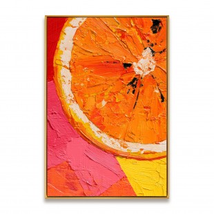 Citrus Burst — 3D Textured Orange Slice Oil Painting, Colorful abstract Kitchen Wall Art