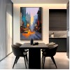 City Lights – Hand-Painted Urban Street Scene Oil Painting on Canvas