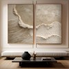 Coastal abstract Paintings – Minimalist Canvas Wall Art Set (2 Pieces)
