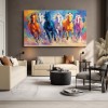 Colorful Galloping Horse Canvas Oil Painting - Large Impressionist Animal Modern Wall Art for Home Decor