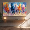 Colorful Galloping Horse Canvas Oil Painting - Large Impressionist Animal Modern Wall Art for Home Decor
