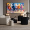 Colorful Galloping Horse Canvas Oil Painting - Large Impressionist Animal Modern Wall Art for Home Decor