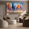 Colorful Galloping Horse Canvas Oil Painting - Large Impressionist Animal Modern Wall Art for Home Decor