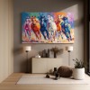 Colorful Running Horses Canvas – abstract Large Horse Wall Art