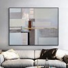 Conservatory-abstract Geometric Wall Art - Neutral Tones with Gold Accent Modern Minimalist Decor