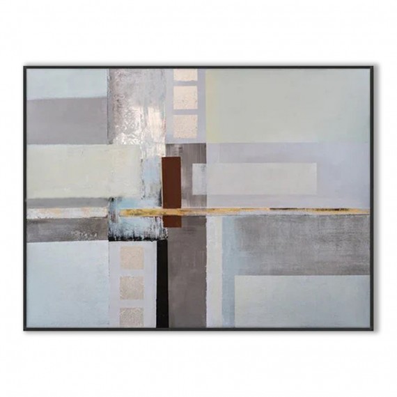 Conservatory-abstract Geometric Wall Art - Neutral Tones with Gold Accent Modern Minimalist Decor