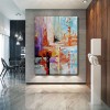 Contemporary abstract Canvas: Colorful Layered Brushstrokes Wall Decor