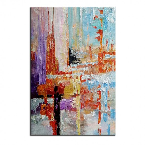 Contemporary abstract Canvas: Colorful Layered Brushstrokes Wall Decor
