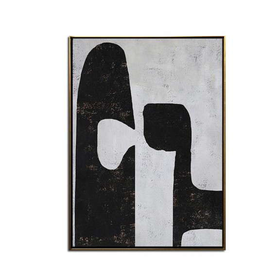 Contrast – Modern abstract Black and White Oil Painting for Living Room