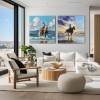 Cowboy Beach Horse Wall Art Set – Western Canvas Paintings for Home