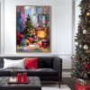 Cozy Eve – Textured Christmas Fireplace and tree Oil Painting