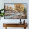 Creek-Autumn River Landscape Oil Painting with Golden trees | Serene Nature Wall Art for Home Decor