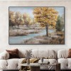 Creek-Autumn River Landscape Oil Painting with Golden trees | Serene Nature Wall Art for Home Decor