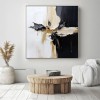 Crossroads of Serenity-Minimalist Black and White abstract Art: Hand - painted Oil on Canvas