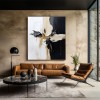 Crossroads of Serenity-Minimalist Black and White abstract Art: Hand - painted Oil on Canvas