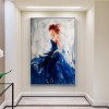 Dancer in Blue-Elegant abstract Ballerina Oil Painting in Blue for Modern Decor