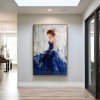 Dancer in Blue-Elegant abstract Ballerina Oil Painting in Blue for Modern Decor