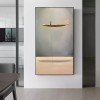 Distance-Minimalist abstract Art of Golden Boat Painting for Tranquil Home Decor