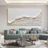 Dunes of Serenity-Beige and White Modern Horizontal Canvas Painting