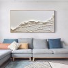 Dunes of Serenity-Beige and White Modern Horizontal Canvas Painting
