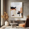 Dynamic Neutrals: Contemporary Impasto Art - Black & White with Orange Beige Accents