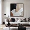 Earthbound Harmony: Textured abstract Oil Painting with Black, Brown, Beige & White Tones - Minimalist Wall Art, Modern Decor for Contemporary Interiors