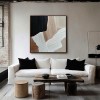 Earthbound Harmony: Textured abstract Oil Painting with Black, Brown, Beige & White Tones - Minimalist Wall Art, Modern Decor for Contemporary Interiors