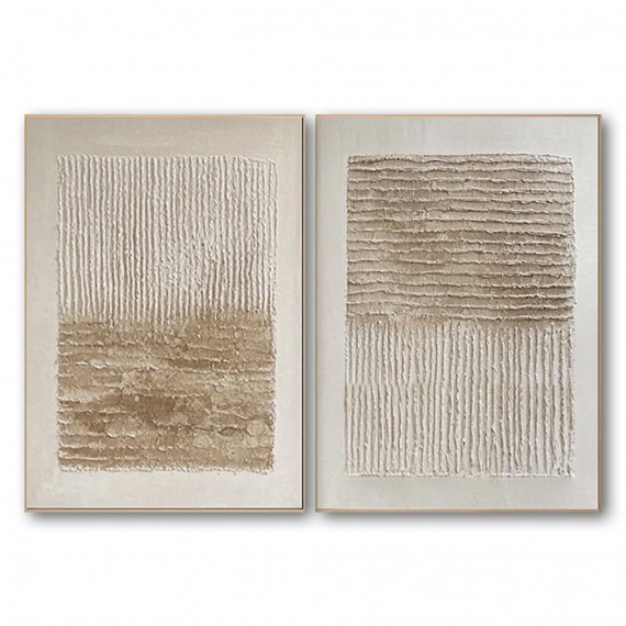 Earthbound Lines – Minimalist Textured abstract Wall Art Set for Modern Living Room