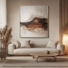 Earthbound Waves – abstract Textured Mountain Oil Painting , Framed Neutral Tones Wall Art for Home Decor