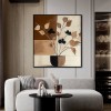Earthtone Stillness - abstract Brown Botanical Painting Minimalist Textured Wall Art