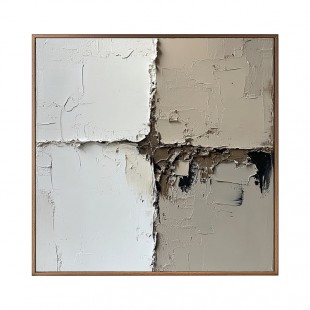 Earthy Balance-Wabi - Sabi Textured abstract Wall Art | Neutral Tones Framed Canvas for Minimalist Home Decor