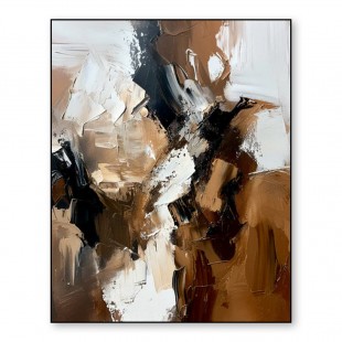 Earthy Harmony: Contemporary Impasto Style abstract Wall Art - Brown Black & White Accent