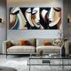 Echoes of Thought-abstract Multi - Facial Wall Art: Earthy - Toned Modern Decor for Living Spaces
