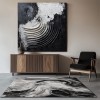 Eclipse Waves: 3D Textured Black & White abstract Oil Painting - Minimalist Wall Art, Edgy Decor for Modern Interiors