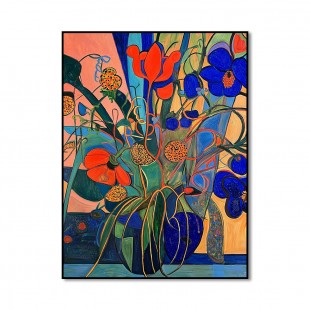 Electric Garden - Bold abstract Floral Painting – Colorful Modern Expressionist Wall Art