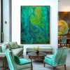 Emerald Muse - Textured Blue and Green Peacock Oil Painting