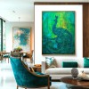 Emerald Poise - Textured Green and Blue Peacock Oil Painting