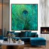 Emerald Pulse - Textured Blue and Green abstract Feather Oil Painting