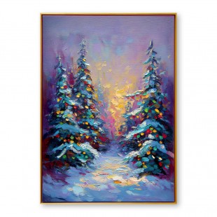 Enchanted Pines – Textured Christmas tree Oil Painting